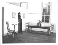 SA0423.2 - Identified on the back: chairs made by South Union Shakers and used in the office. Photo also shows a meeting house stand and dining table.
